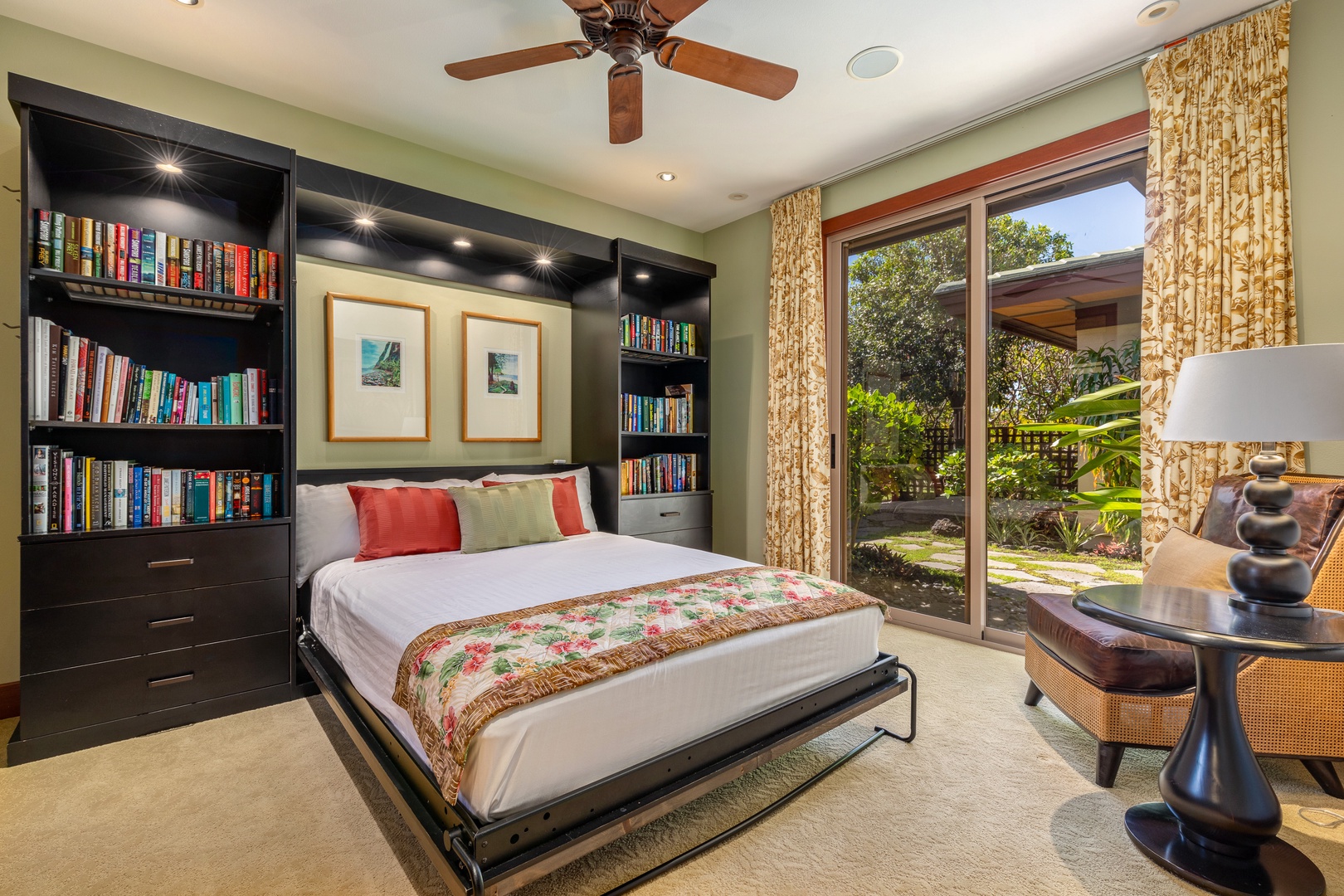 Kamuela Vacation Rentals, Champion Ridge Home - Guest suite 4 with Murphy bed and garden views.