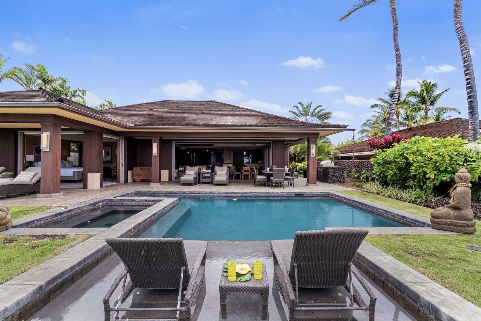 Kailua Kona Vacation Rentals, 3BD Pakui Street Estate (149) at Hualalai Resort - The first swim happens here, spa on one end, the house open behind you.