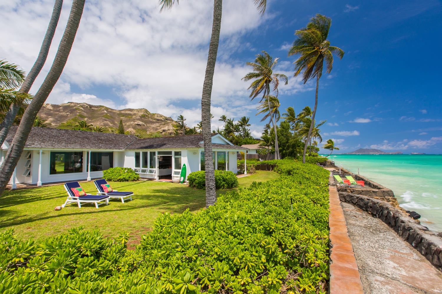 Kailua Vacation Rentals, Lanikai Oceanside 5 Bedroom - Oceanfront back yard.