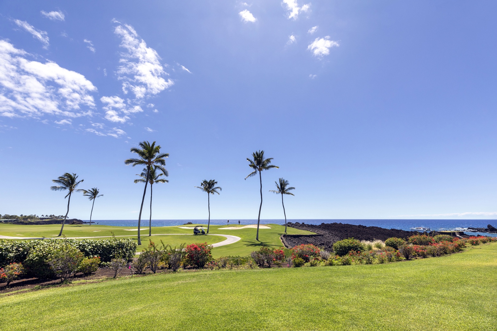 Kamuela Vacation Rentals, Mauna Lani Point E105 - Plenty of grassy area for the kids to enjoy or to sunbathe.