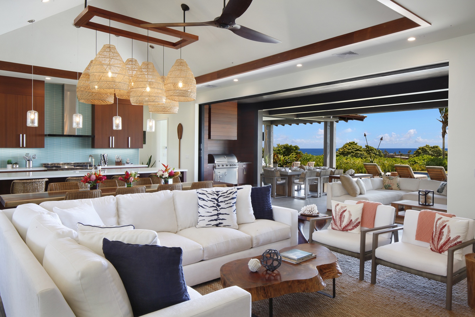 Koloa Vacation Rentals, Hale Pomaika'i Mau - Living room / outdoor living space with ocean views