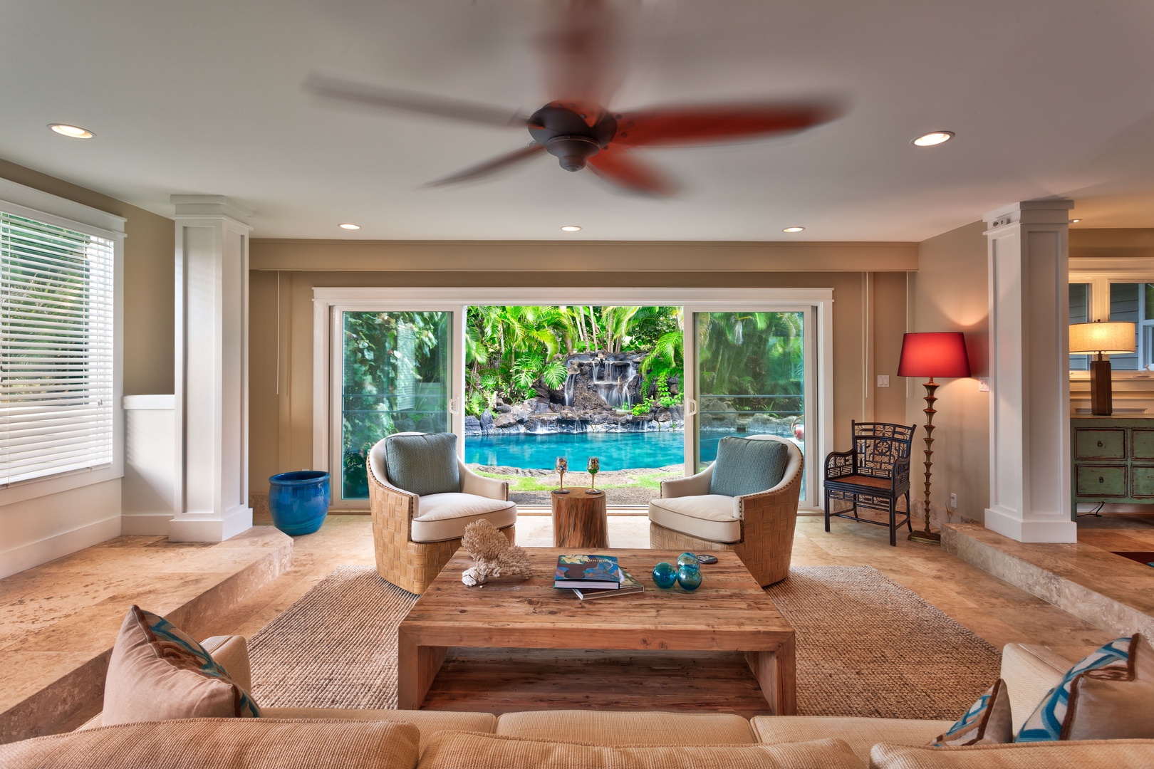 Kailua Vacation Rentals, Maluhia - Another view of the sitting room, with the dining room to the right.