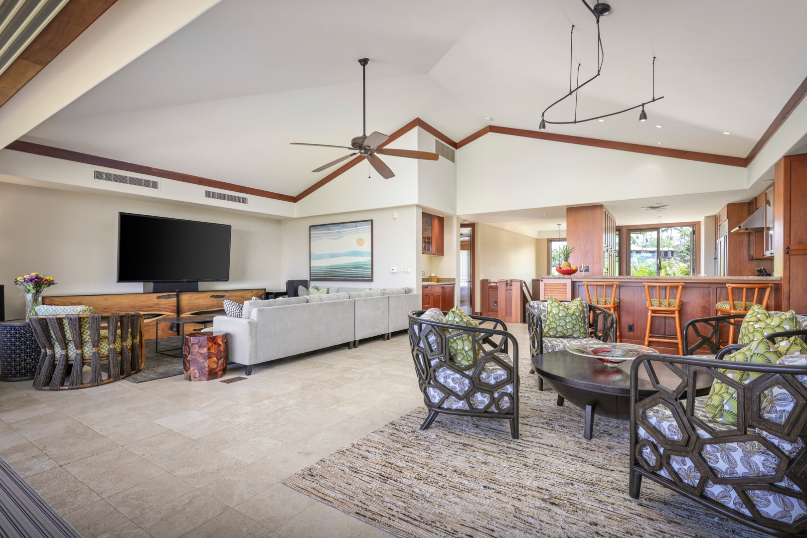 Kailua Kona Vacation Rentals, 3BD Ke Alaula (210B) Villa at Hualalai Resort - View into the interior toward the kitchen.