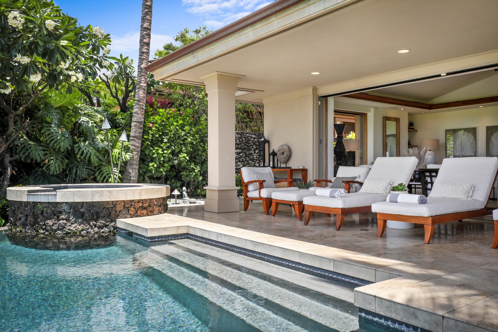 Kailua Kona Vacation Rentals, 4BD Pakui Street (147) Estate Home at Four Seasons Resort at Hualalai - Stairs into the private pool.