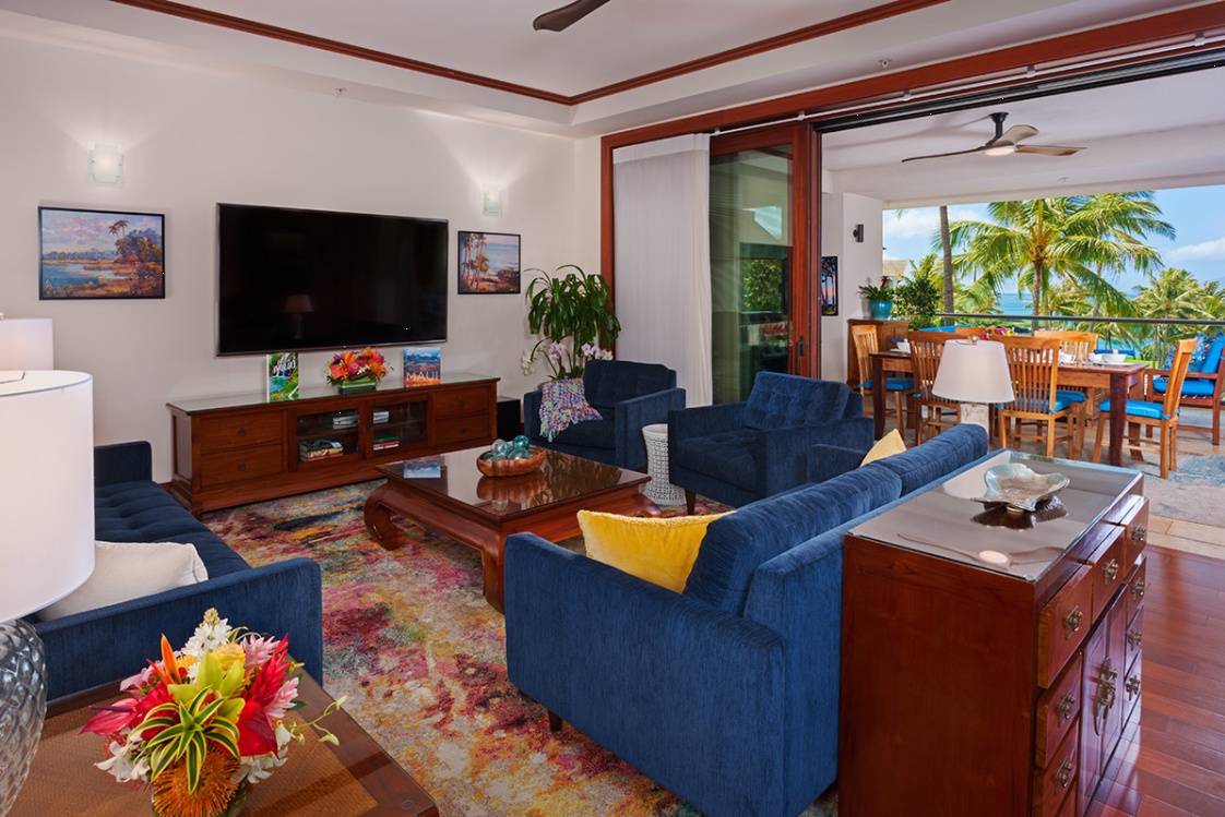 Kapalua Vacation Rentals, Ocean Dreams Premier Ocean Grand Residence 2203 at Montage Kapalua Bay* - Luxury Furnishings and Large Flat Panel HD Television in the Great Room
