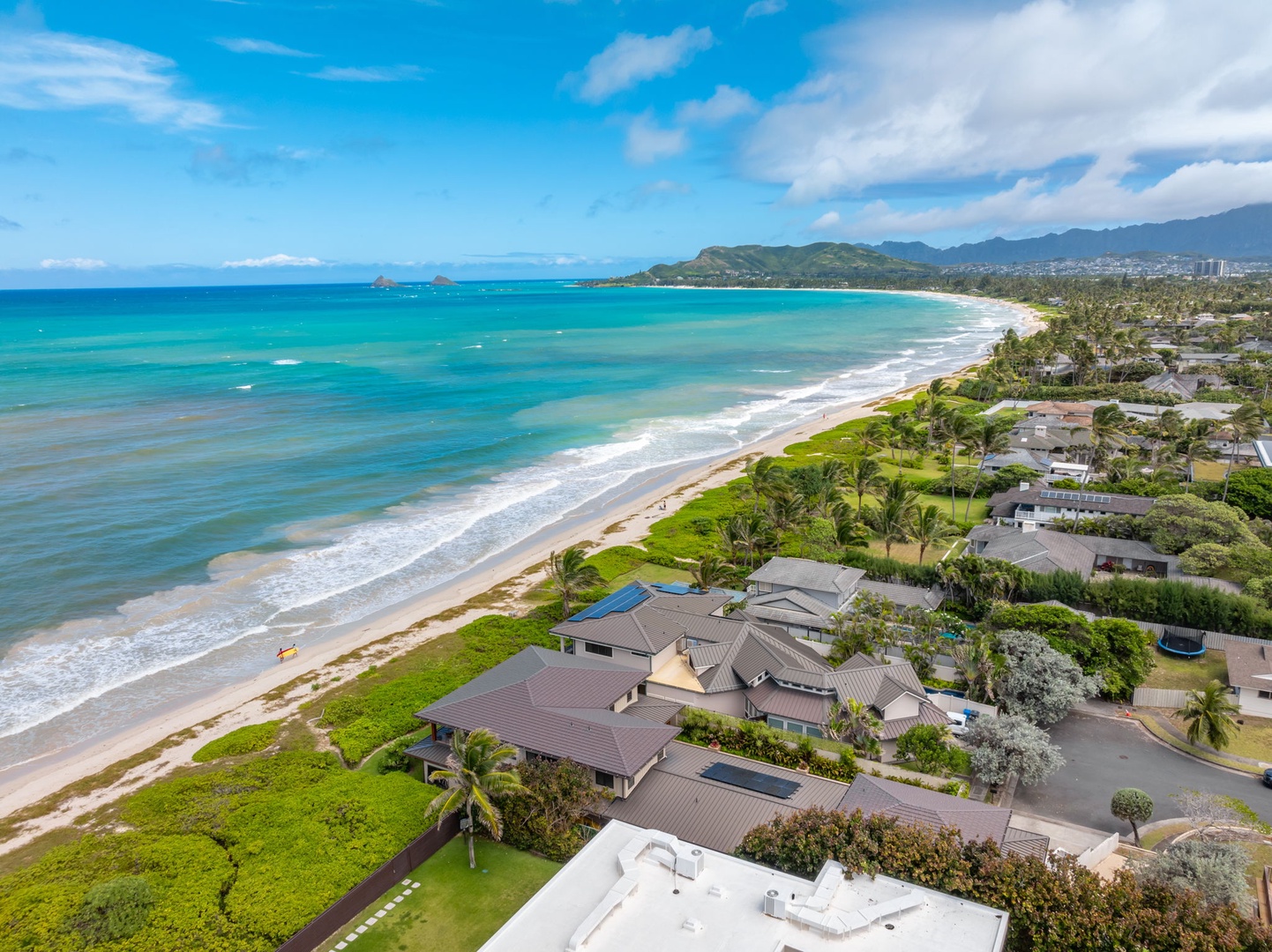 Kailua Vacation Rentals, Makalei - Aerial shot of the beach front.