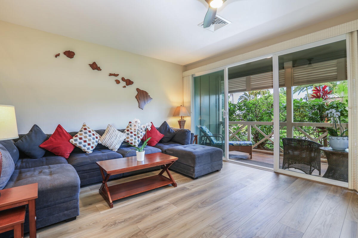 Princeville Vacation Rentals, Villa Nalani - On the first floor, a welcoming open-concept living area awaits