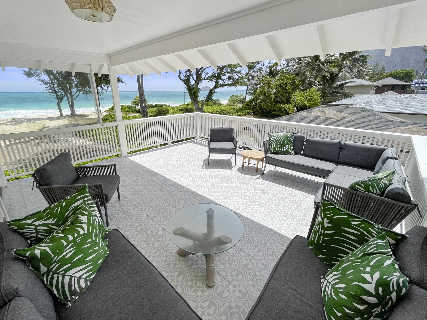Waimanalo Vacation Rentals, Hale Waimanalo - Covered lanai space, is the perfect spot to curl up and watch the sunrise sky light up!
