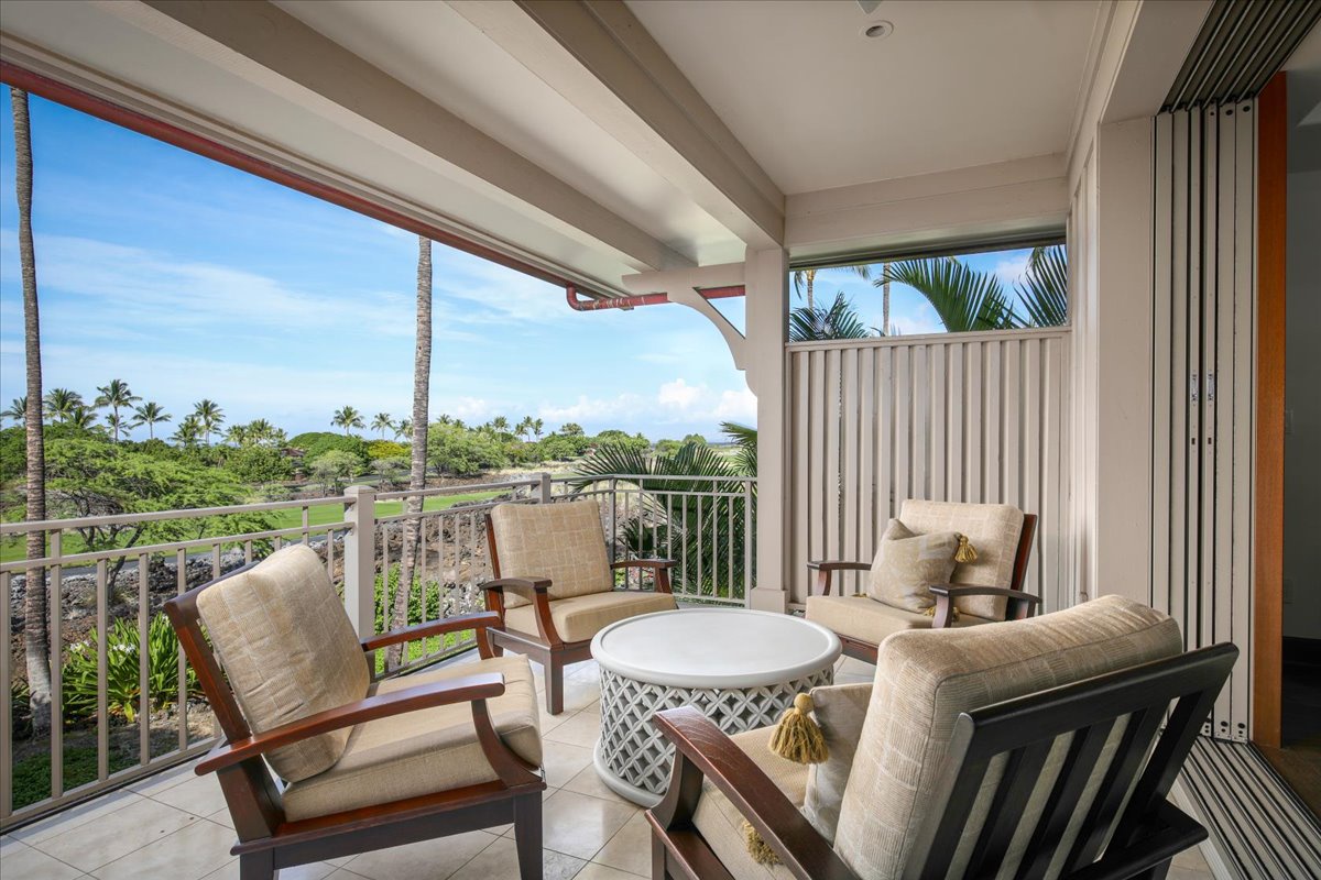 Kailua Kona Vacation Rentals, 3BD Ka'ulu Villa (129B) at Hualalai Resort - Enjoy the breeze and views from the lanai.