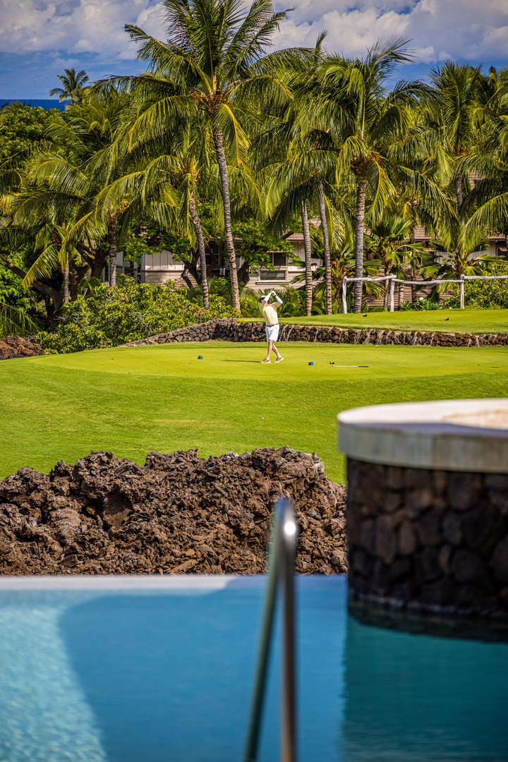 Kamuela Vacation Rentals, Champion Ridge 7 - Unwind poolside with sweeping golf course and palm-lined horizon views.