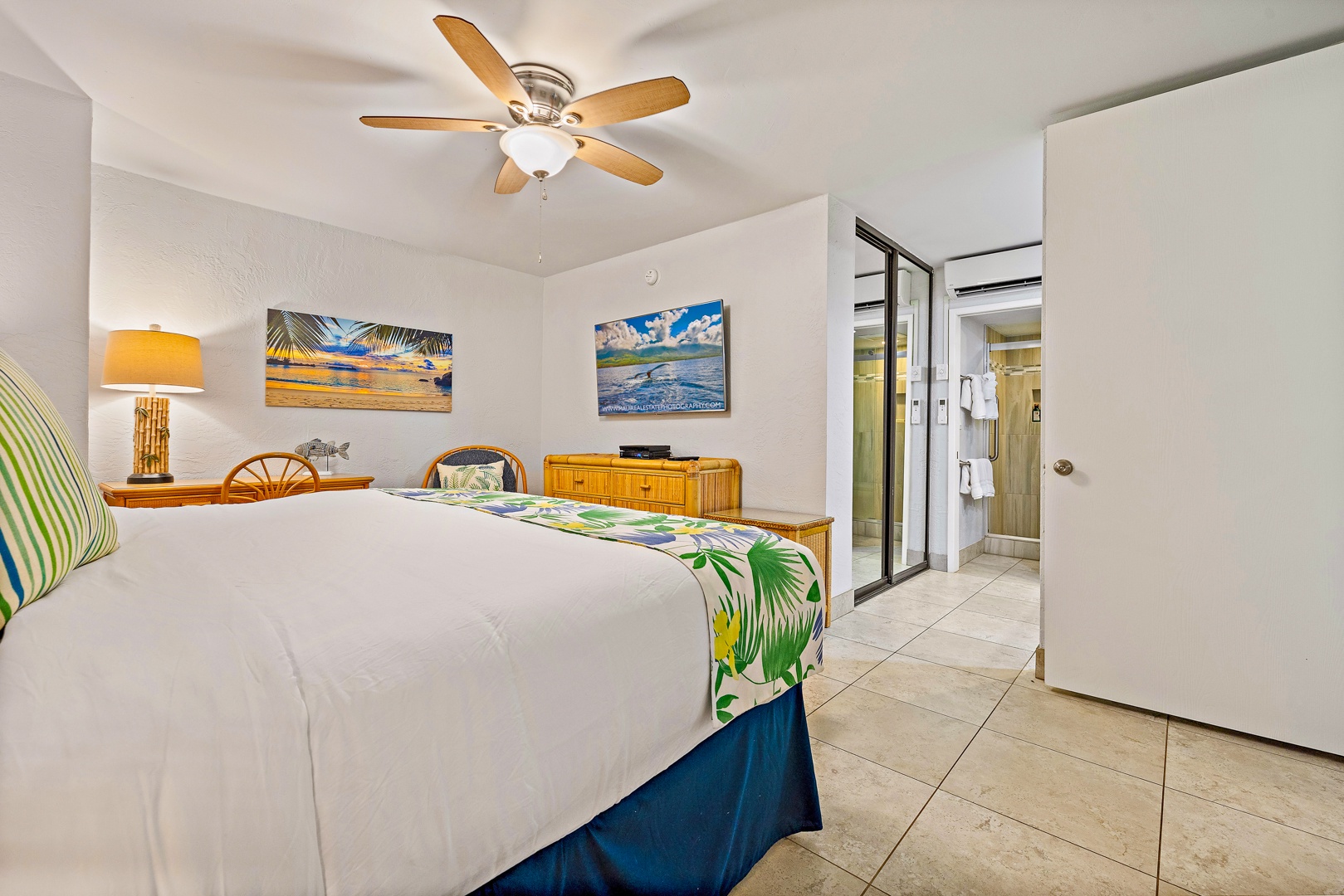 Lahaina Vacation Rentals, Papakea K-105 - Papakea K-105’s king suite offers comfort, storage, and easy access to the ensuite bath.