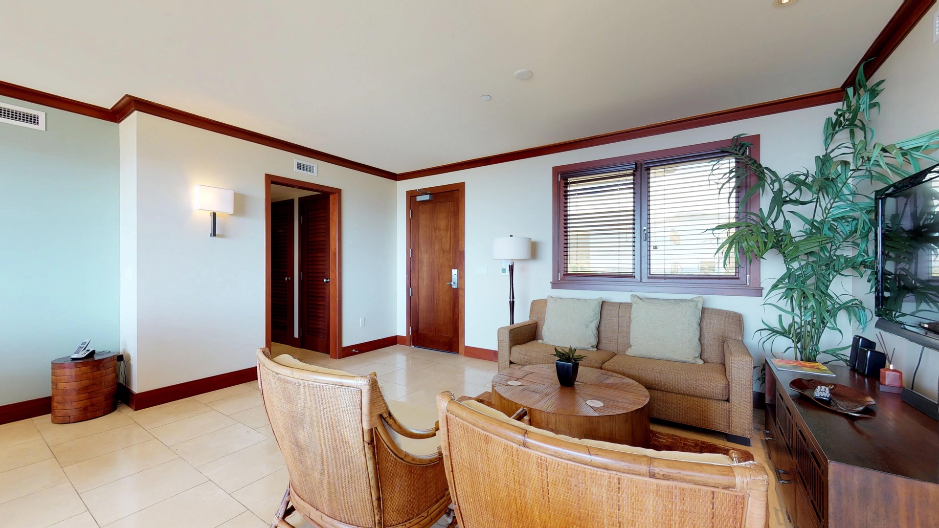 Kapolei Vacation Rentals, Ko Olina Beach Villas B901 - The warm wood accents and sun dappled windows in Hawaii.