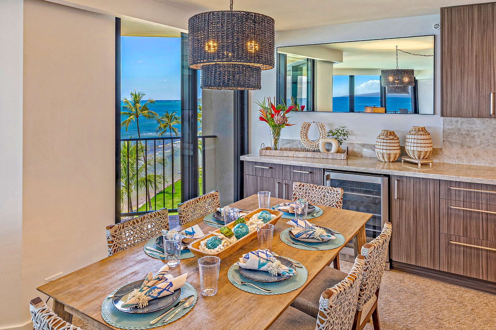 Lahaina Vacation Rentals, Kaanapali Shores 702 - Enjoy a meal at the dining table while taking in the stunning ocean views just outside.