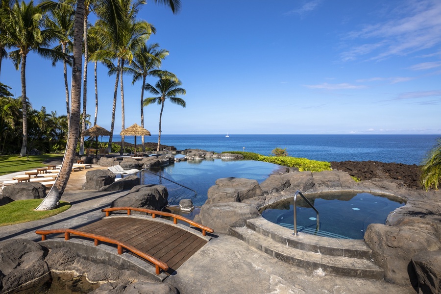Kamuela Vacation Rentals, 6BD Mauna Lani Lux Golf Estate (5) at One Ocean - The Ocean Club Amenity Center with an infinity pool, two spas/jacuzzis, and endless breathtaking ocean views!