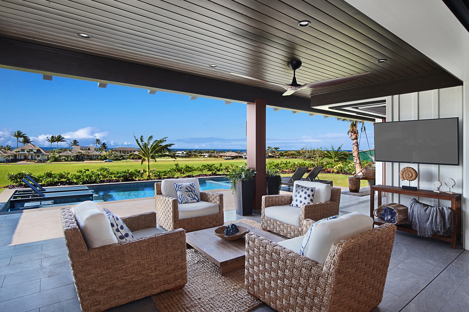 Koloa Vacation Rentals, Hale Kainani #6 E Komo Mai - Outdoor living space with ocean views