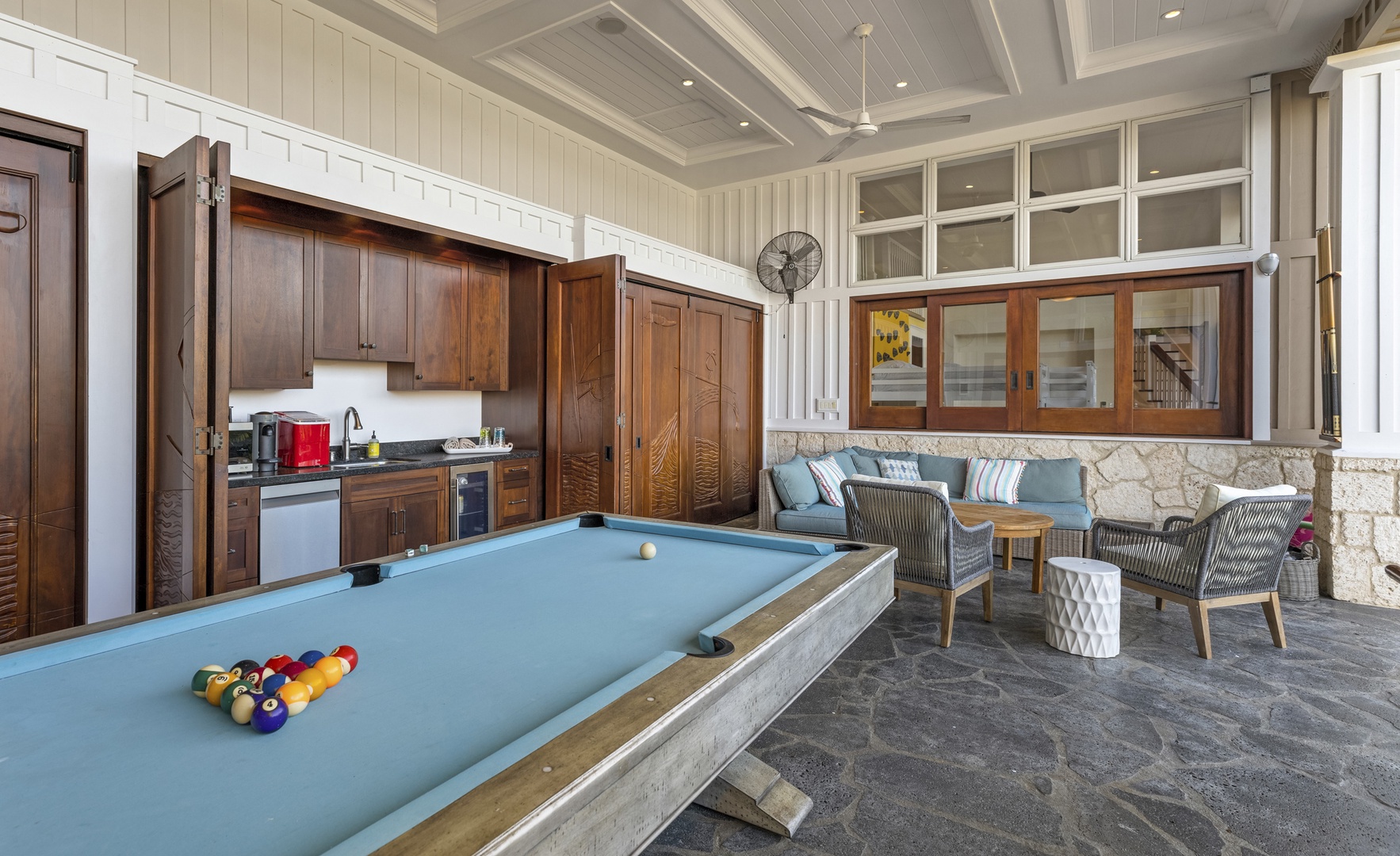 Kailua Vacation Rentals, Lanikai Villa** - The pool table offers an opportunity for fun and competition!