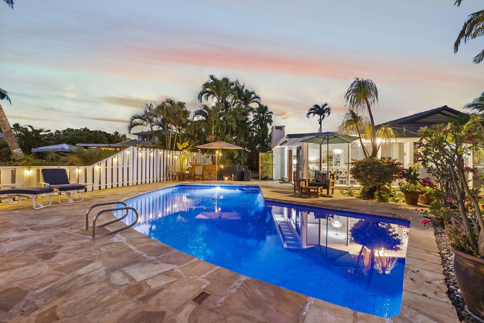 Kailua Vacation Rentals, Hale Aloha - Enchanting evenings await by the shimmering pool under the twilight sky