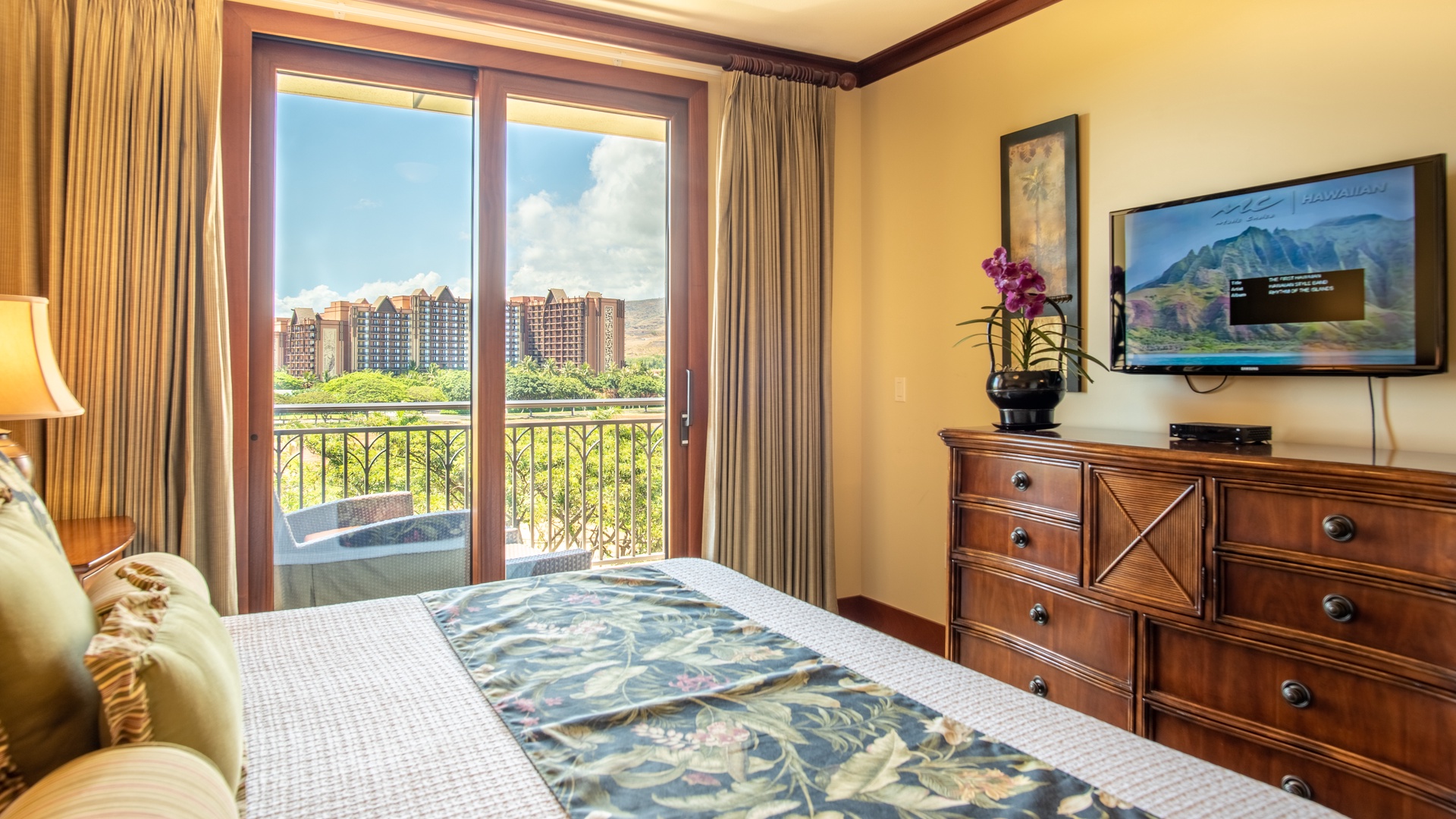 Kapolei Vacation Rentals, Ko Olina Beach Villas B602 - The primary guest bedroom with a TV and dresser.
