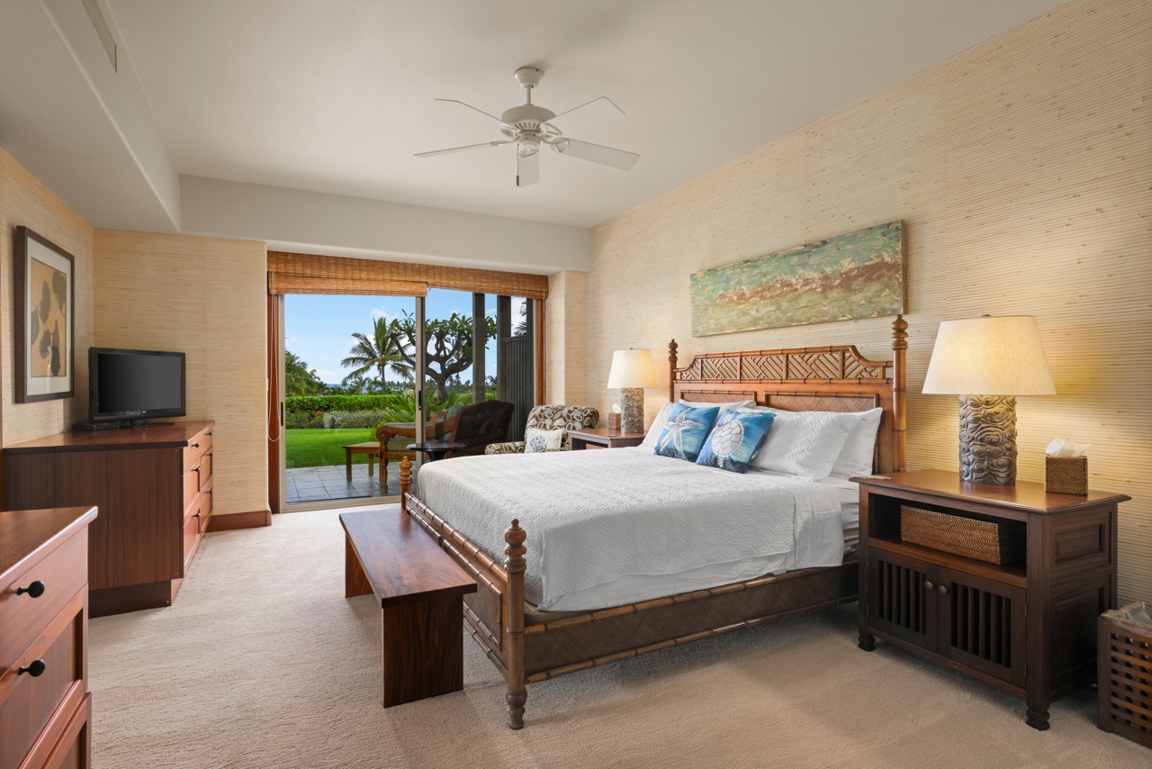 Kailua Kona Vacation Rentals, 3BD Ke Alaula Villa (210A) at Four Seasons Resort at Hualalai - The view from the primary suite to the lanai and beyond.