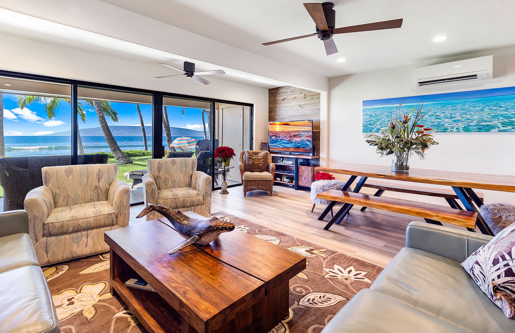 Lahaina Vacation Rentals, Puamana 240-3 - Open living and dining areas with gorgeous views, offering the perfect backdrop for your stay.