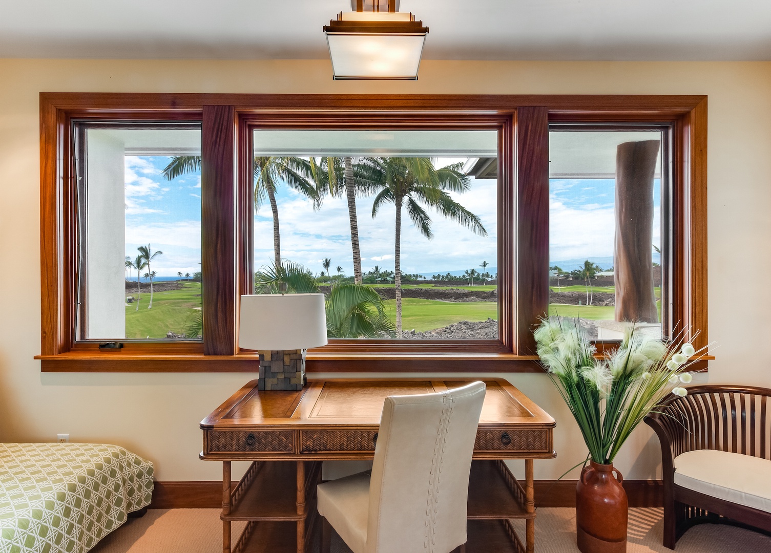 Kamuela Vacation Rentals, 3BD OneOcean (1C) at Mauna Lani Resort - Upstairs Office Overlooking Pool and Golf Course