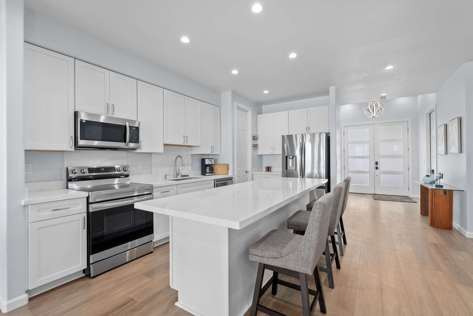 Waianae Vacation Rentals, Oceanfront Luxury Dream Estate - Full chef's kitchen with bar seating and pro-grade appliances—culinary dreams welcome.