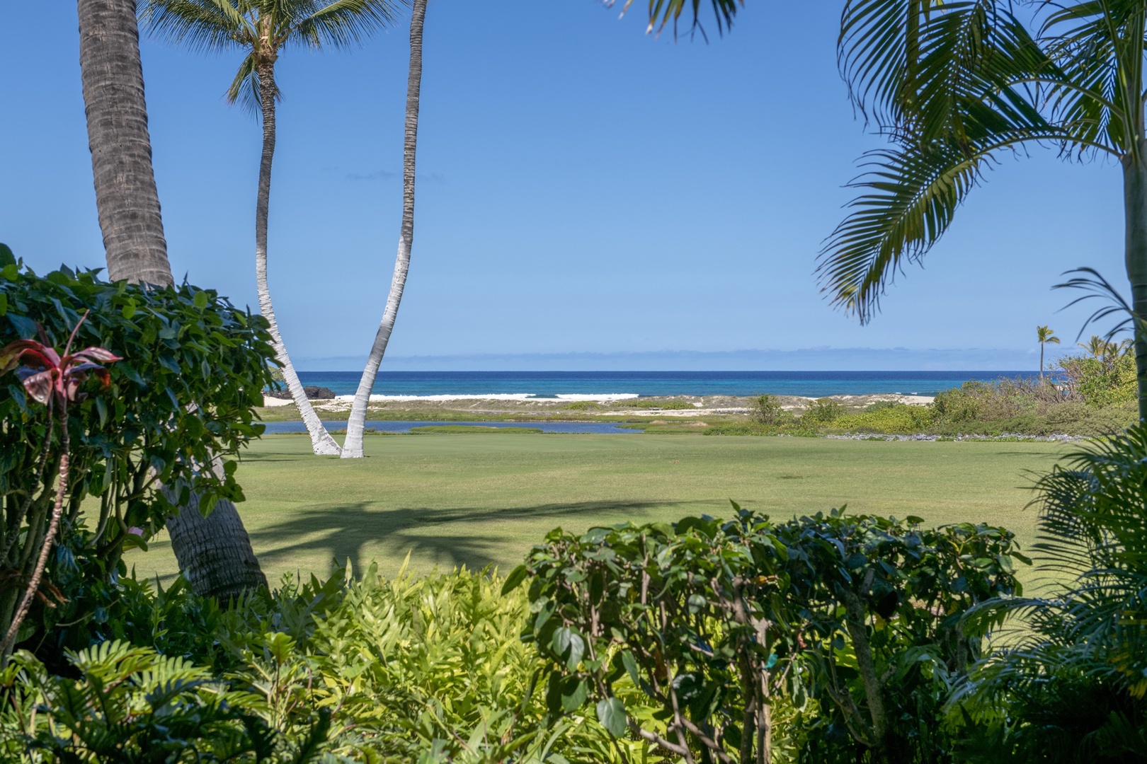 Kailua Kona Vacation Rentals, 3BD Golf Villa (3101) at Hualalai Resort - Close up of view from primary lanai.