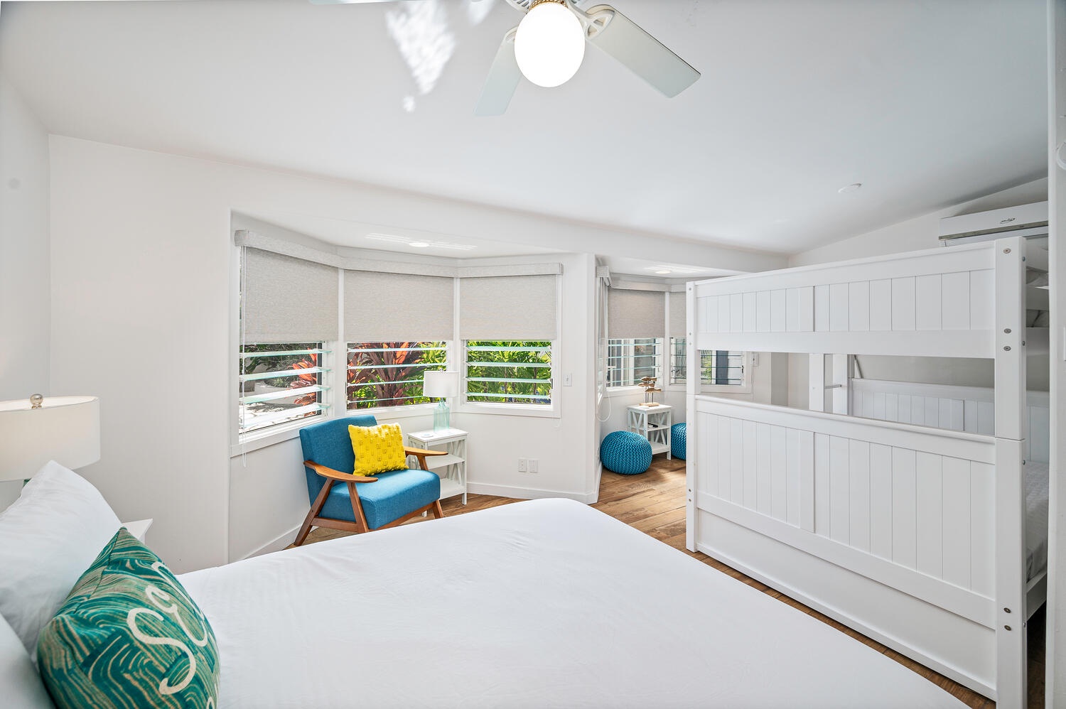 Kailua Vacation Rentals, Villa Hui Hou - Bedroom 4 is a kids haven with their very own tv. Complete with a queen bed, full size bunkbed and twin trundle!