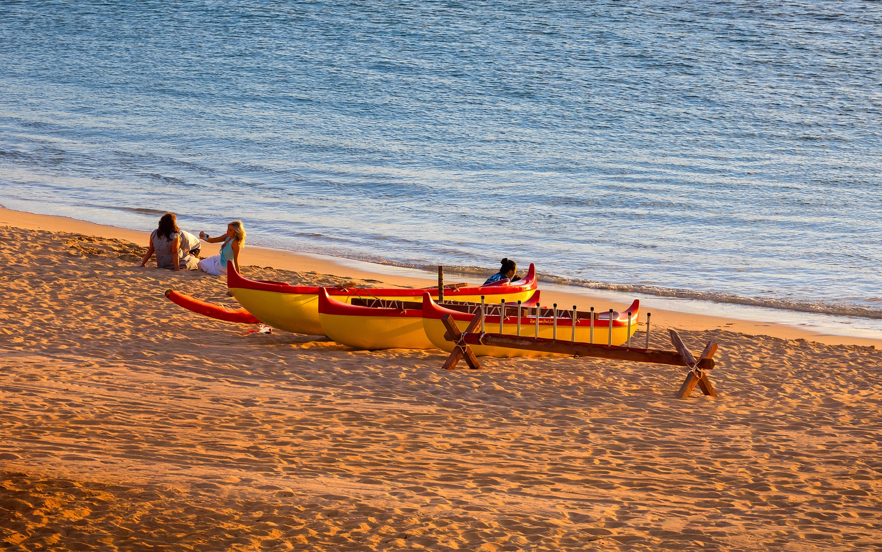 Kapolei Vacation Rentals, Ko Olina Beach Villas B210 - Traditional outrigger canoe ready on the beach.
