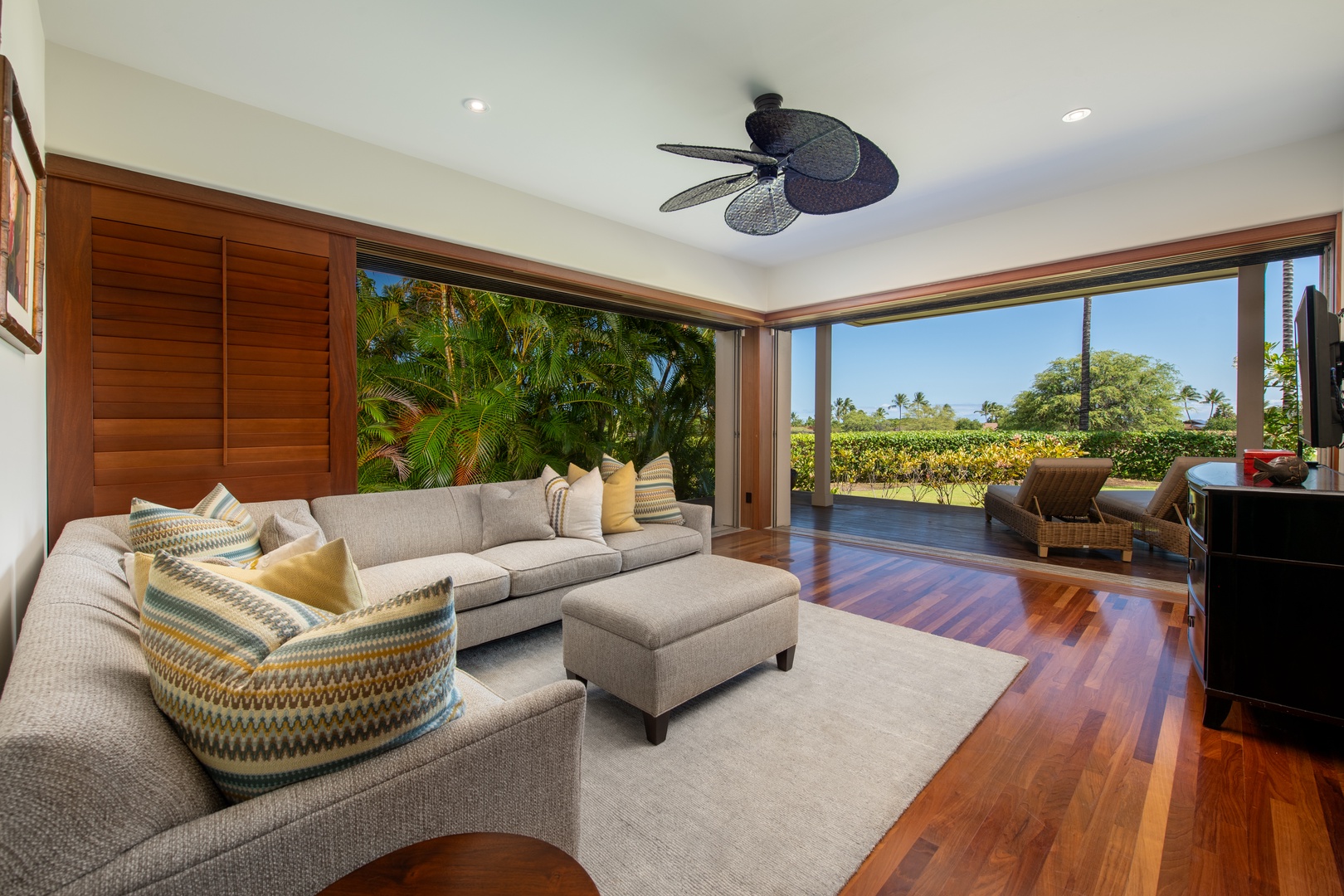 Kailua Kona Vacation Rentals, 3BD Ka'Ulu Villa (109A) at Four Seasons Resort at Hualalai - Lounge in luxury! Elegant and open interior design and chic plush seating in the lounge area adjacent to the primary suite.