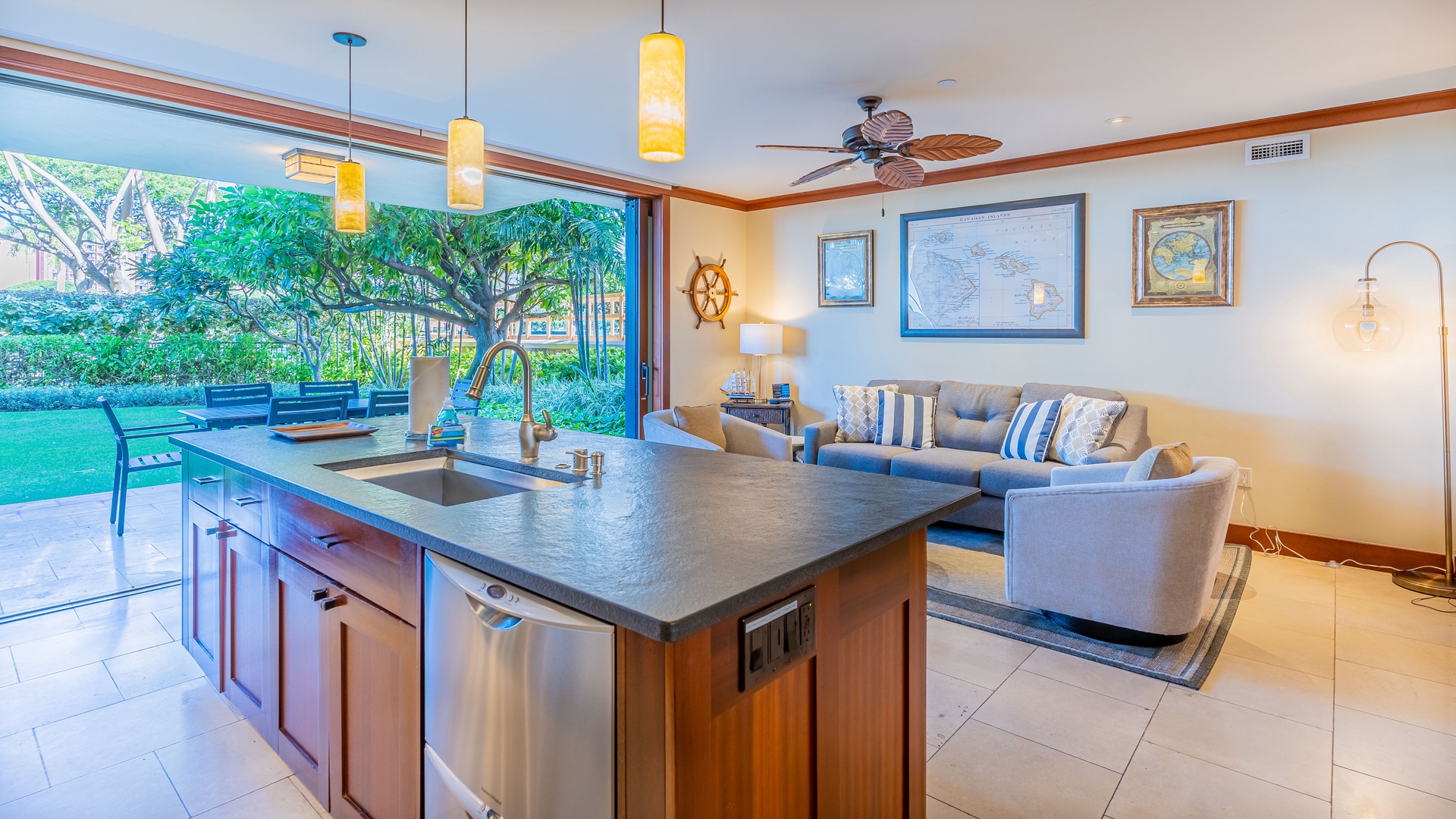 Kapolei Vacation Rentals, Ko Olina Beach Villas B102 - Relax and enjoy the views, the TV and the comfortable layout.