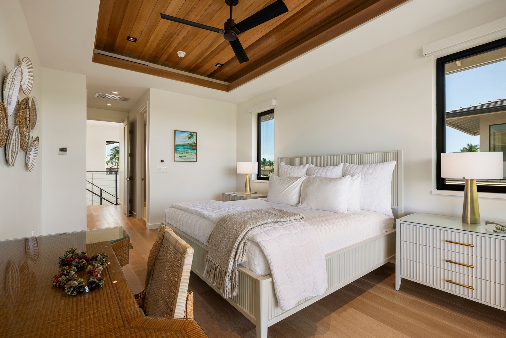 Kamuela Vacation Rentals, 6BD Mauna Lani Lux Golf Estate (5) at One Ocean - Upstairs Guest Suite (Bedroom #2), quiet and set back from the main living.