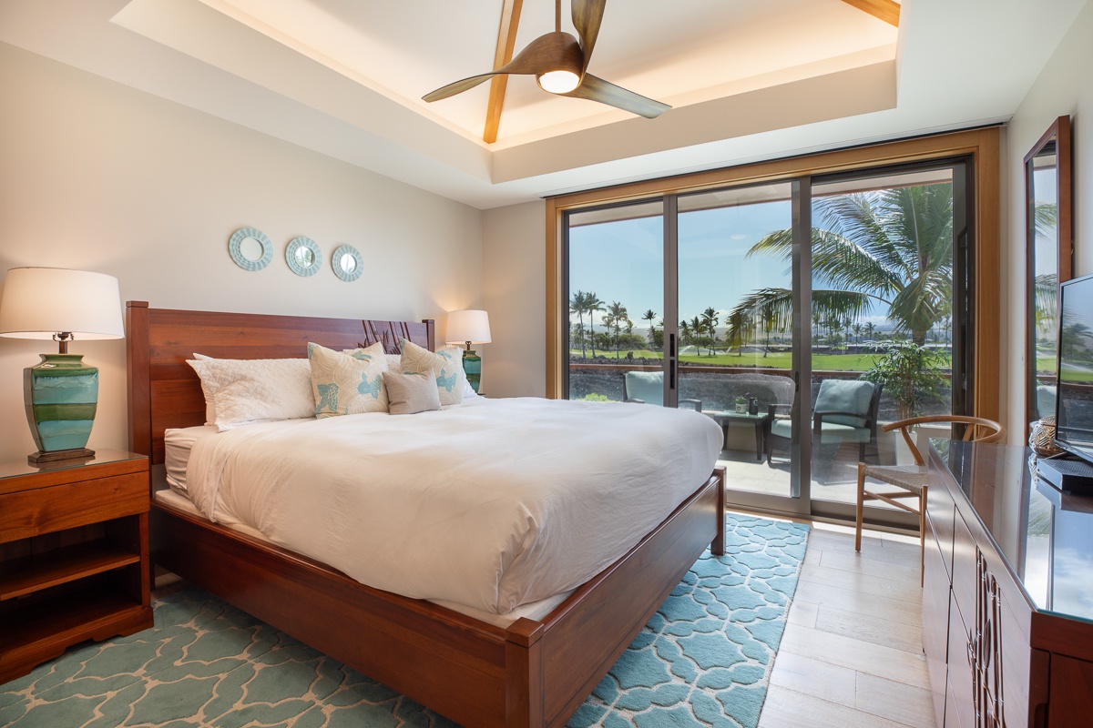 Kamuela Vacation Rentals, Laule'a at the Mauna Lani Resort #11 - Third suite that has a king bed, wide glass walls, and with direct access to the balcony