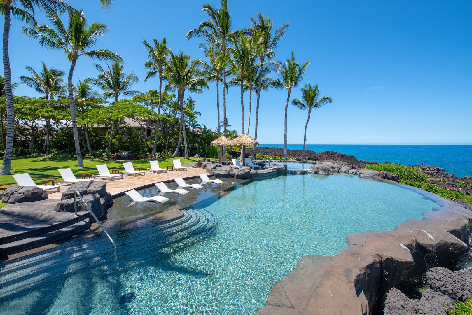 Waimea Vacation Rentals, 5BD Mauna Lani Lux Golf Estate (4) at One Ocean - "The Ocean Club" Amenity Center Infinity Pool at the Seacliff's Edge