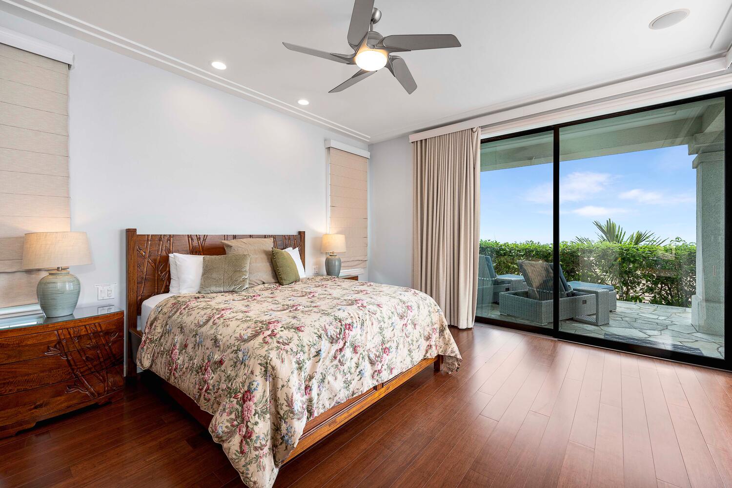 Kailua Kona Vacation Rentals, Blue Hawaii - The primary bedroom with King sized bed, attached ensuite, and phenomenal views!