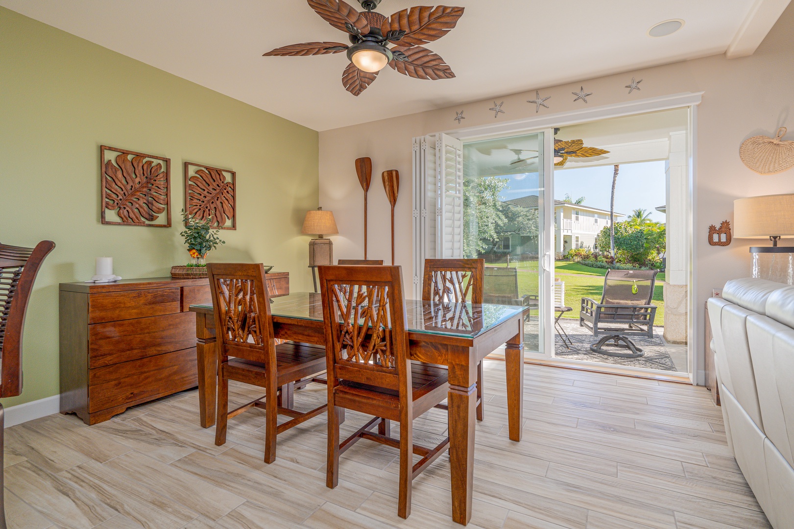 Kapolei Vacation Rentals, Ko Olina Kai 1097C - Open floorplan connecting the kitchen bar to the cozy living space, perfect for intimate family gatherings.