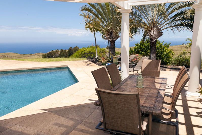 Kamuela Vacation Rentals, Mango Sunsets - Oceanview covered outdoor alfresco dining for 6