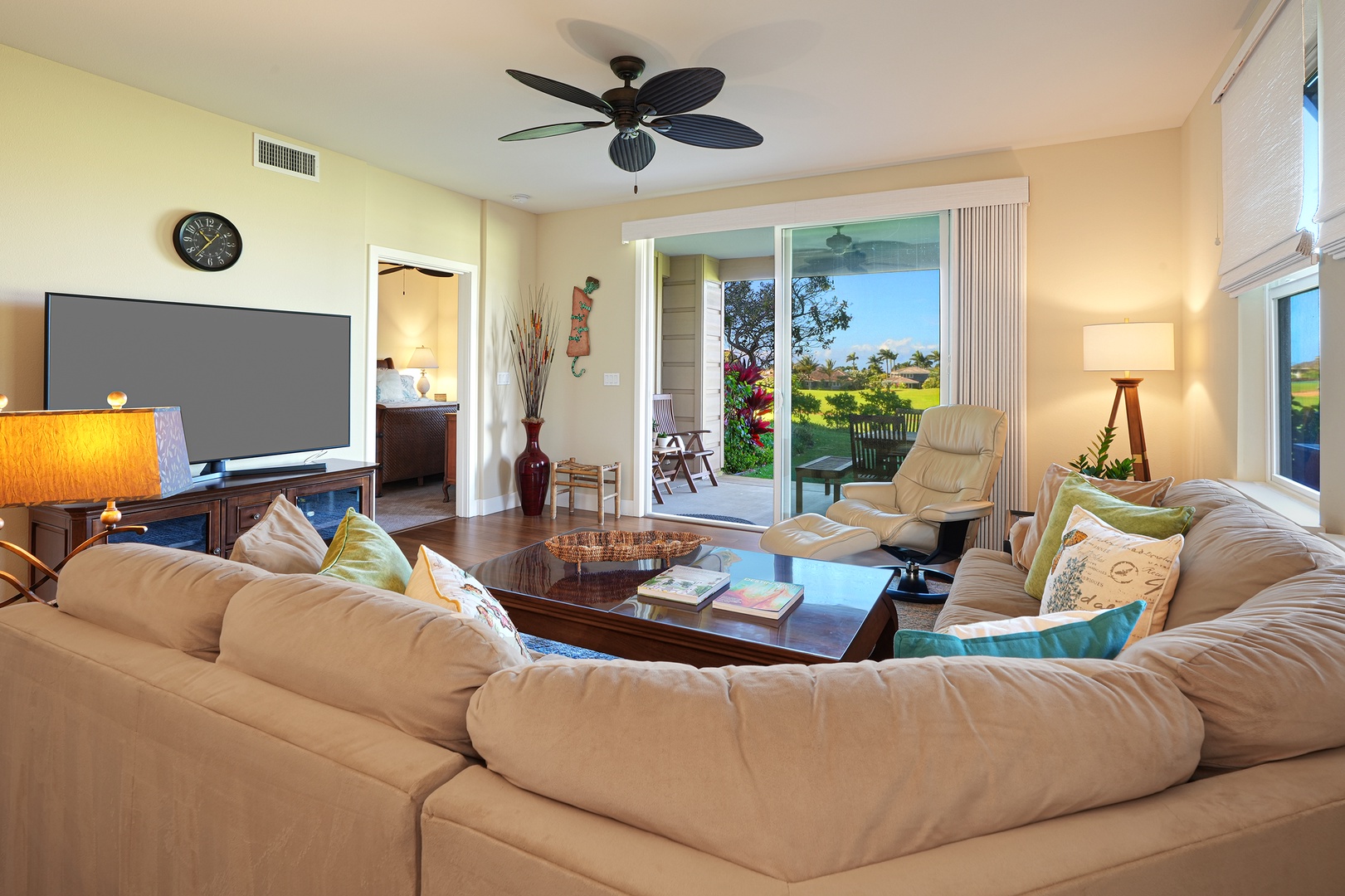 Koloa Vacation Rentals, Pili Mai 7J - The perfect comfortable sectional for movie night, or enjoying the tropical views.