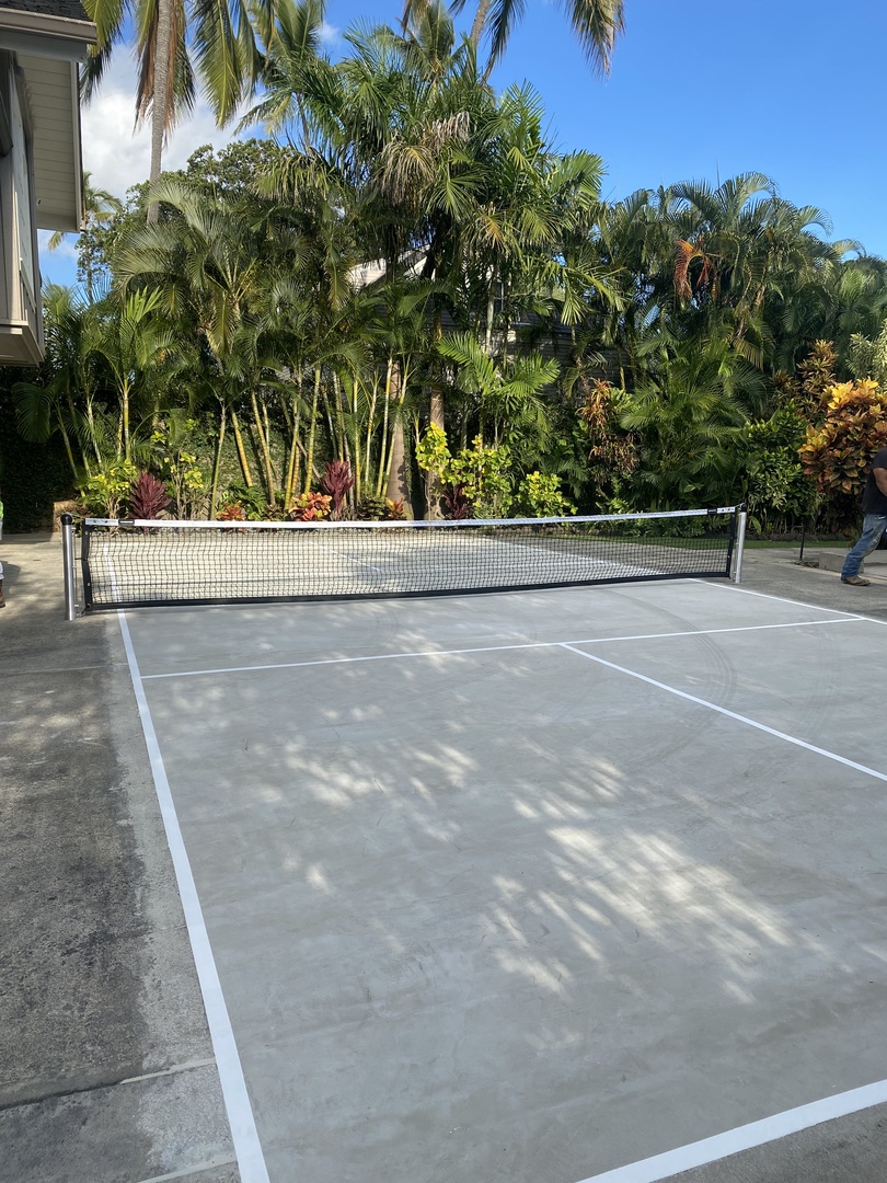 Honolulu Vacation Rentals, Moana Lani - A removable pickle ball quart to the driveway