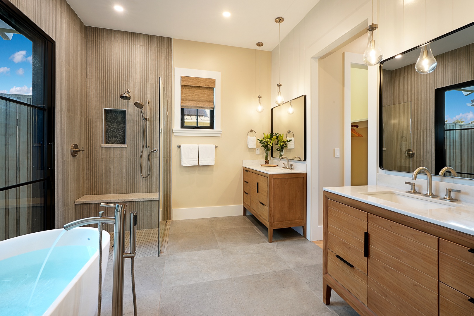 Koloa Vacation Rentals, Hali'a Mai - Step into the ensuite, where a soaking tub and walk-in shower wait at the end of a long day.