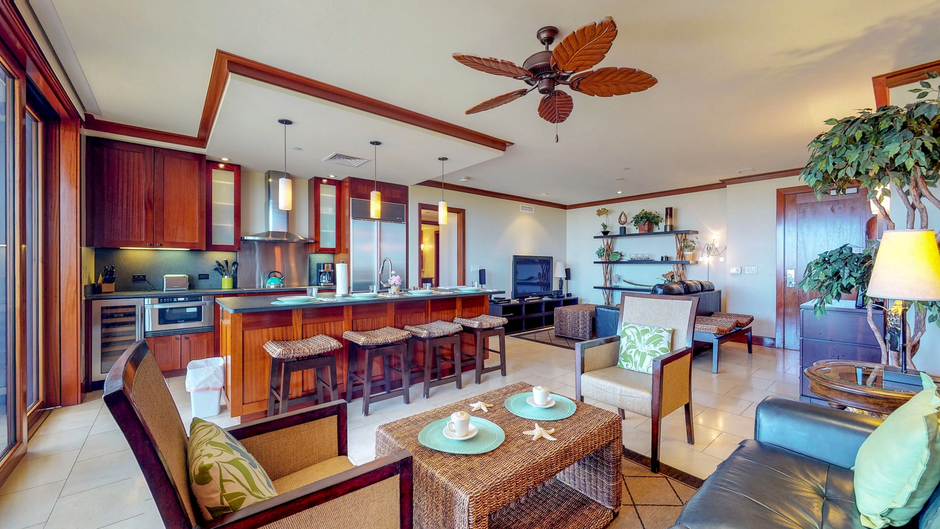 Kapolei Vacation Rentals, Ko Olina Beach Villas O822 - An open floor plan for easy entertaining.