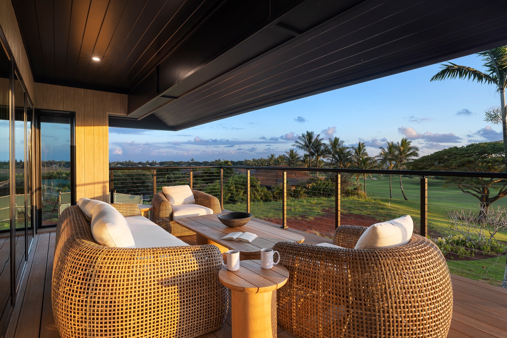 Koloa Vacation Rentals, Hale o ka Nene - Gather with friends for sunset stories and cocktails with panoramic mountain and golf course views.