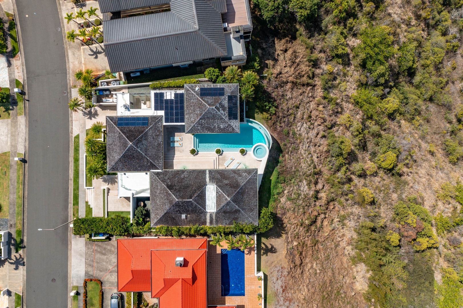 Honolulu Vacation Rentals, Sky Ridge House - Aerial shot of your getaway home