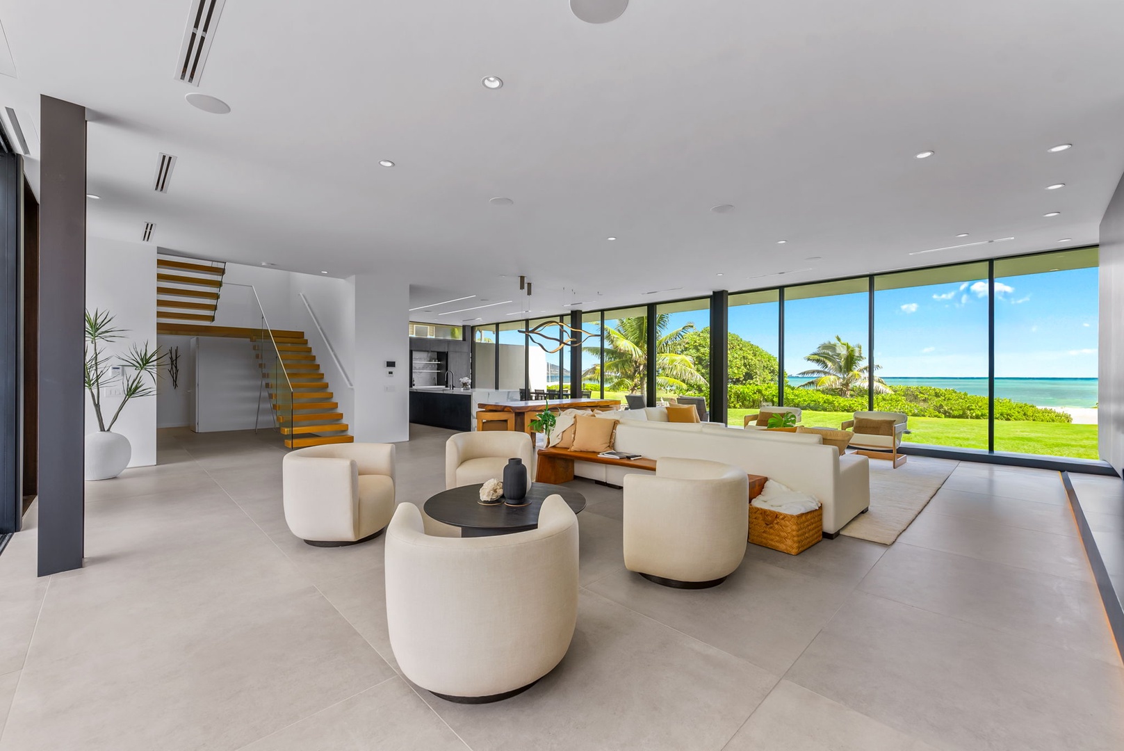 Kailua Vacation Rentals, Kailua Beach Escape - Open the glass walls and let ocean breezes flow through this expansive living space.