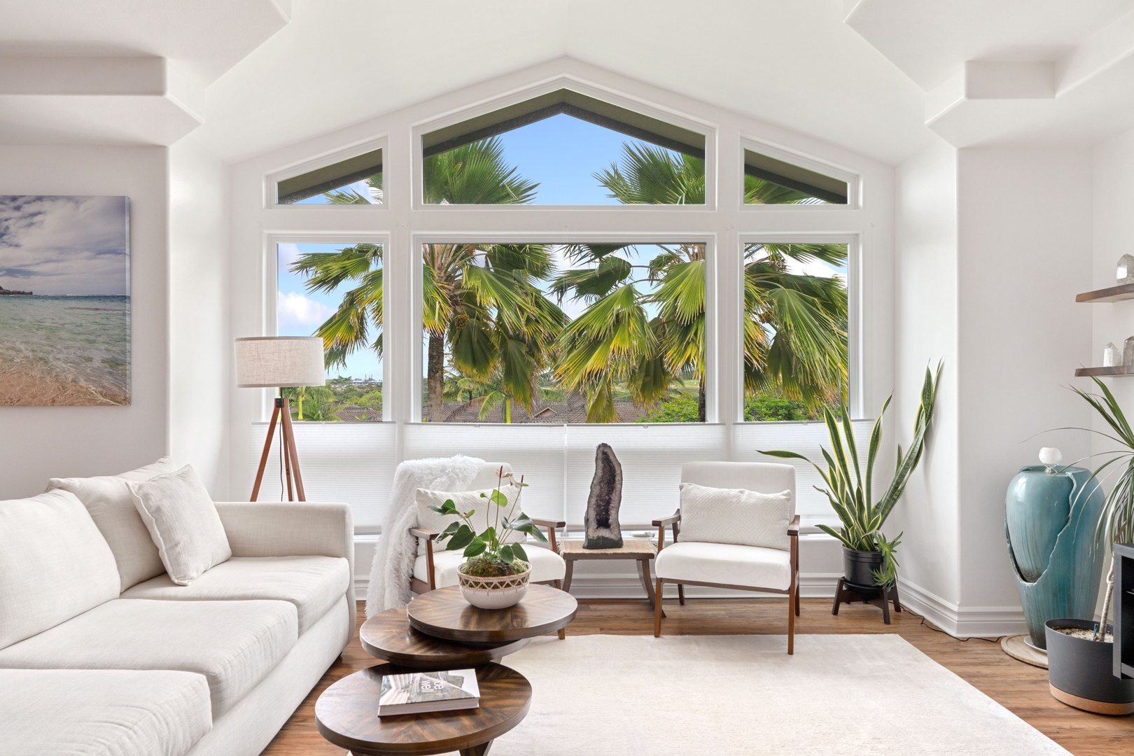Princeville Vacation Rentals, Tropical Elegance - Our wide window pane offers more than a view; it's a daily masterpiece of scenic landscapes framed perfectly for your enjoyment.