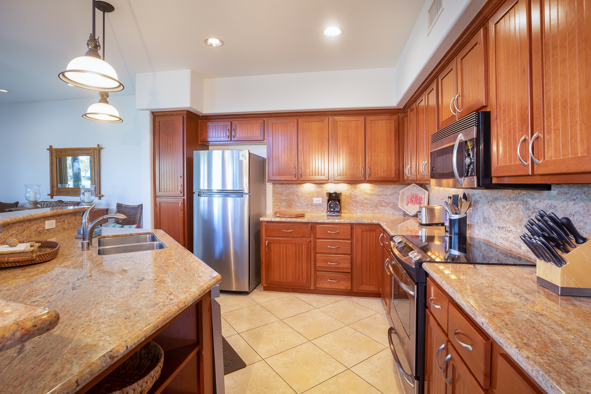 Kamuela Vacation Rentals, Mauna Lani Golf Villas C1 - Lots of counter space, coffee machine and more