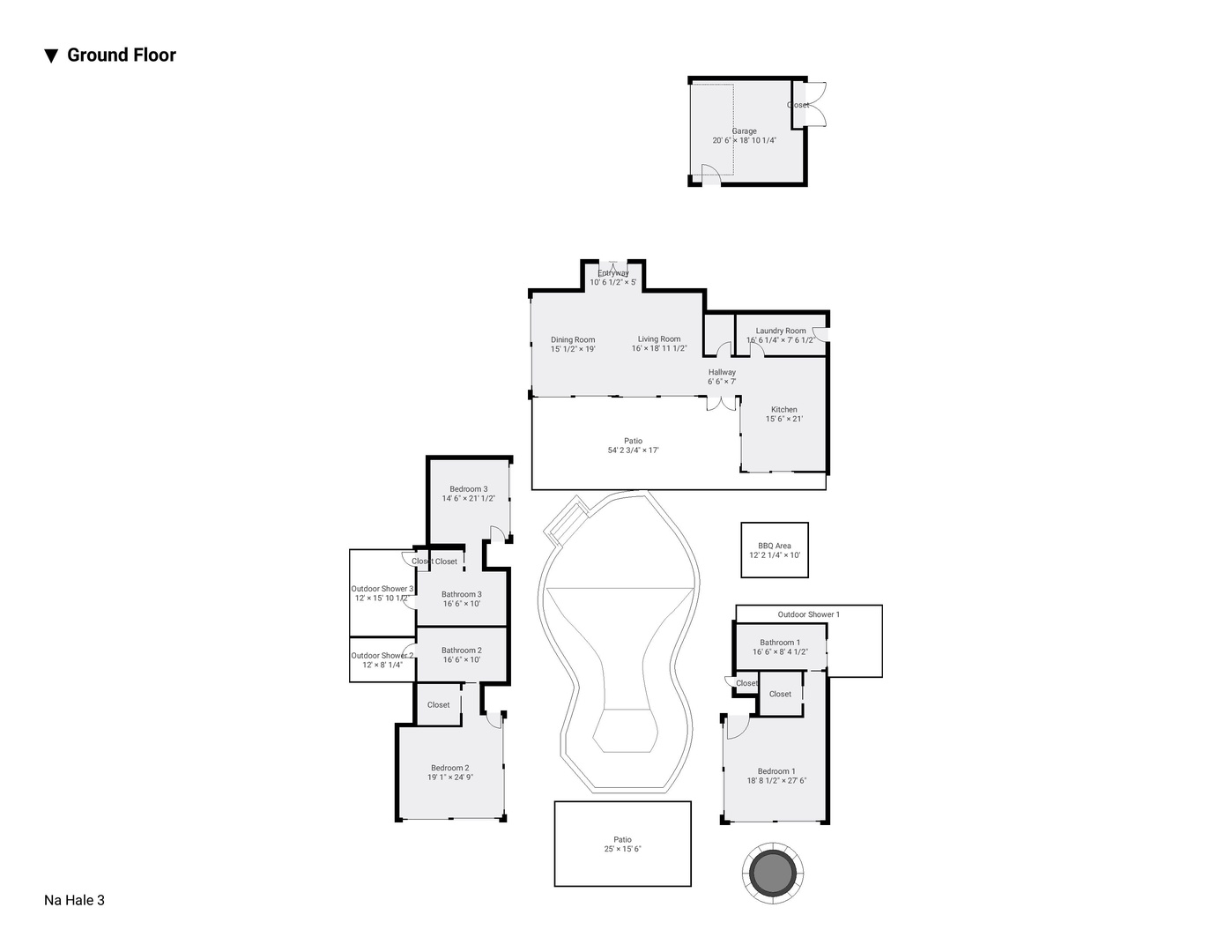 Kamuela Vacation Rentals, 3BD Na Hale 3 at Pauoa Beach Club at Mauna Lani Resort - Floor Plan