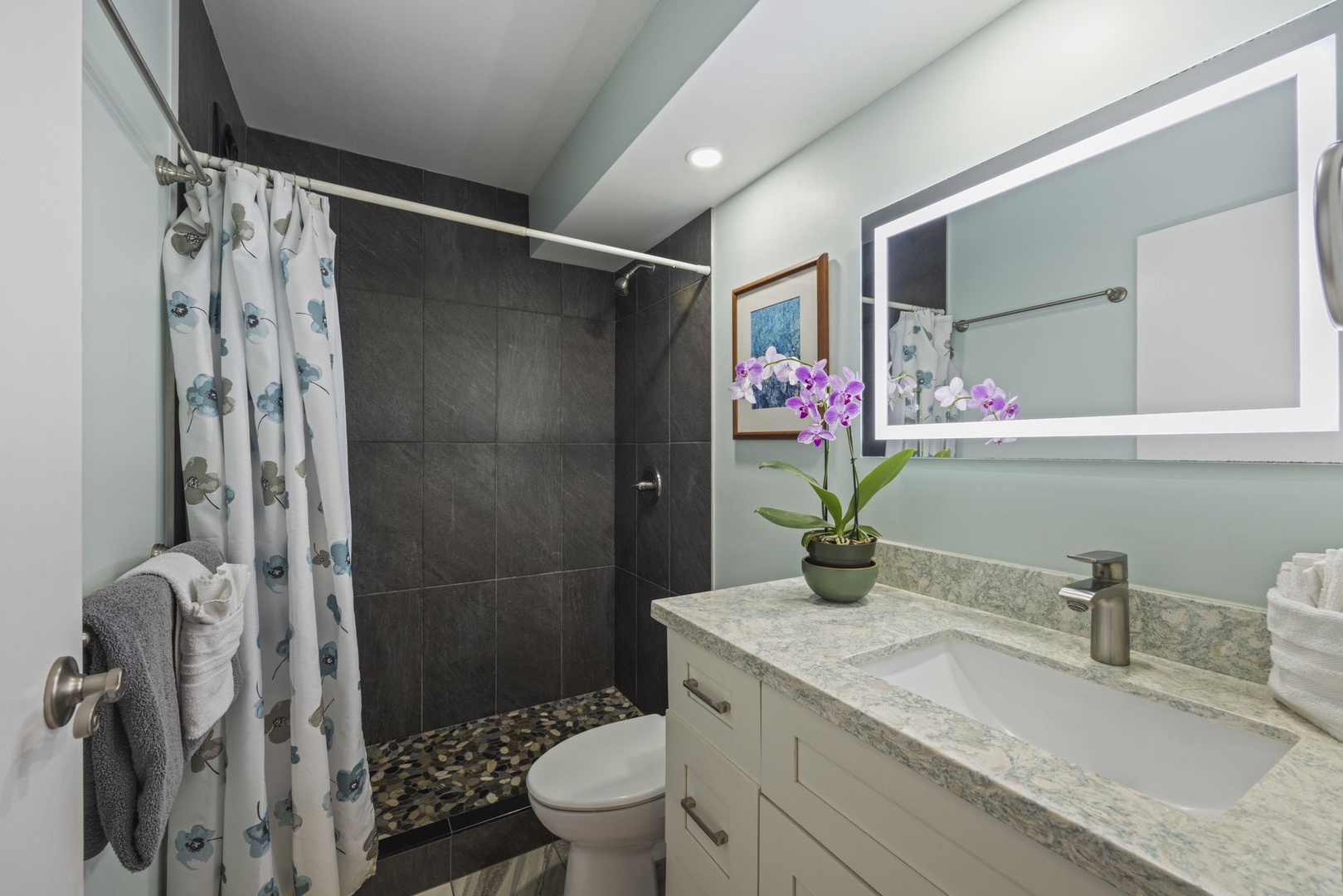 Kihei Vacation Rentals, Kihei Alii Kai C206 - Rinse off the beach in the tiled walk-in shower.
