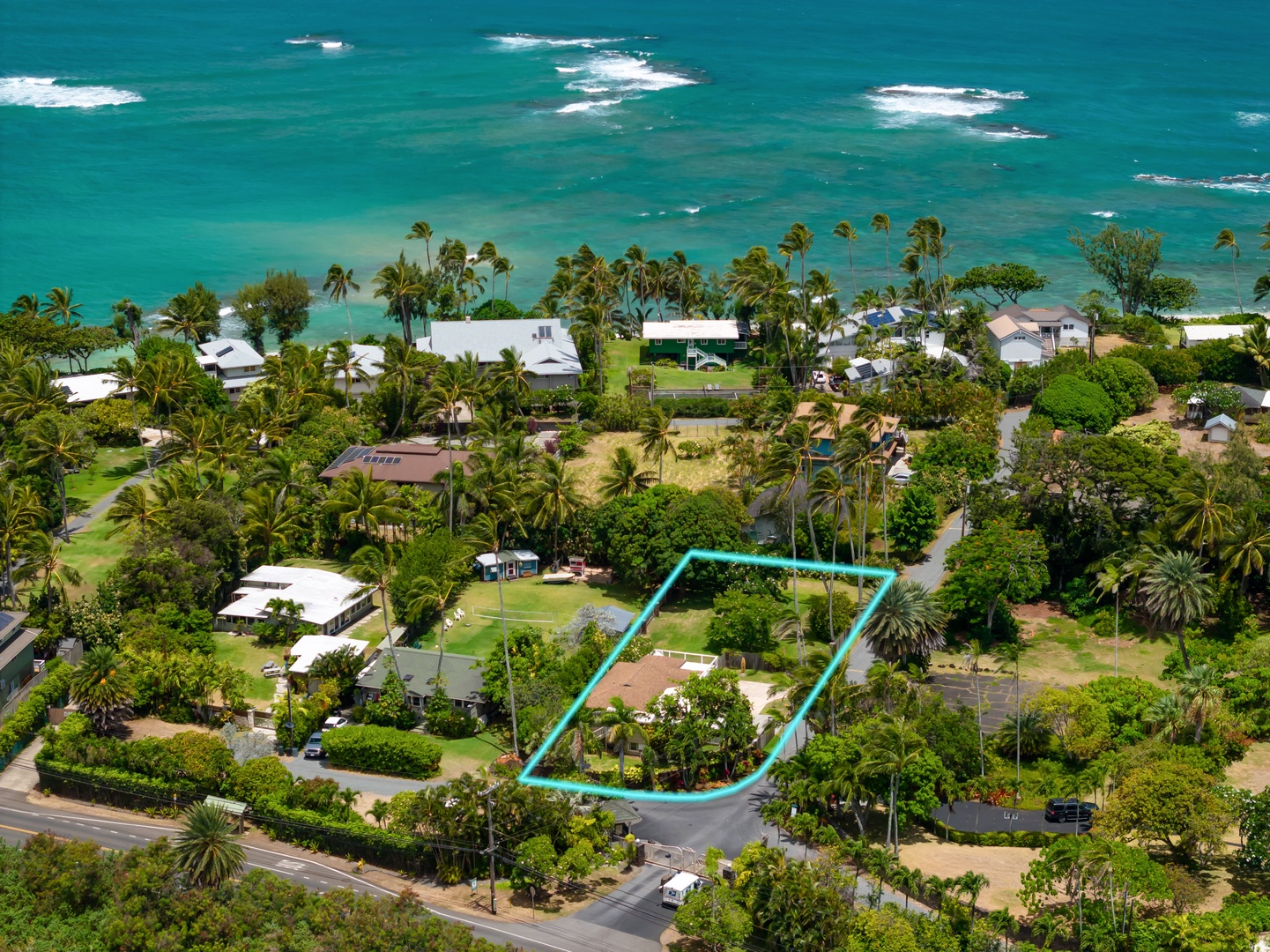 Kahuku Vacation Rentals, Hale Pellicano - Aerial shot of the location. -