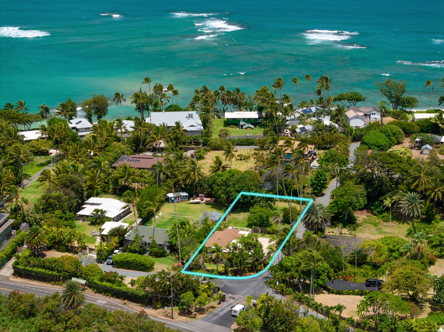 Kahuku Vacation Rentals, Hale Pellicano - Aerial shot of the location.